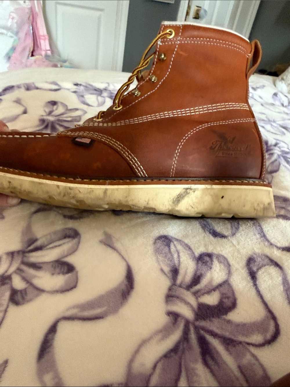 Made in USA Brown Leather Work Boot — Moc Toe - Picture 14 of 16